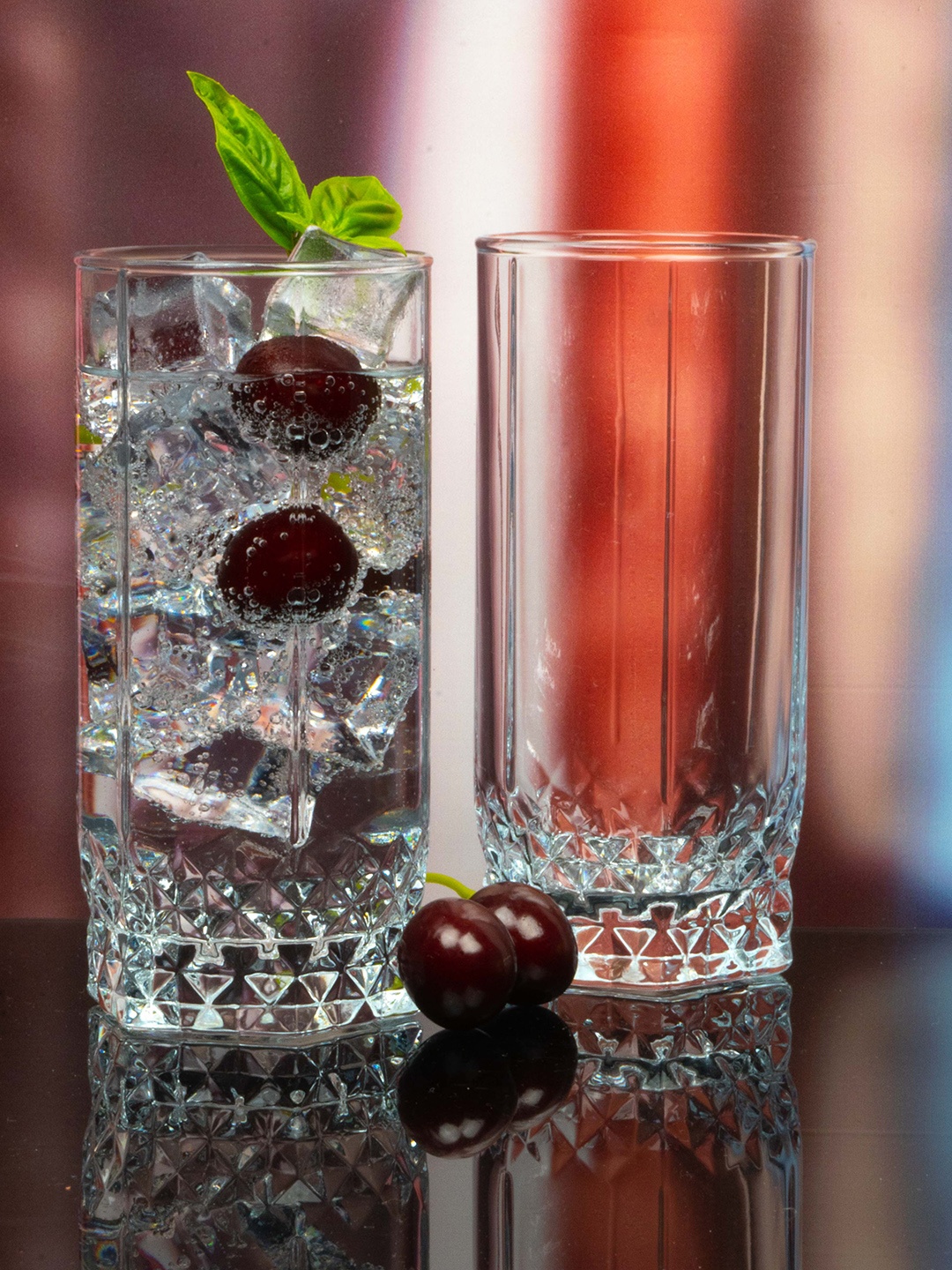 

Pasabahce Set of 6 Transparent Textured Glass Vales Tumbler