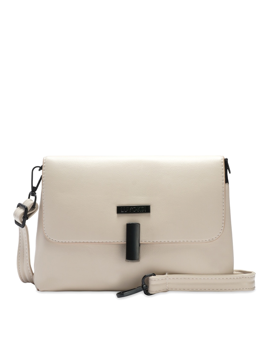

Luvoksi Beige Solid PU Structured Sling Bag
