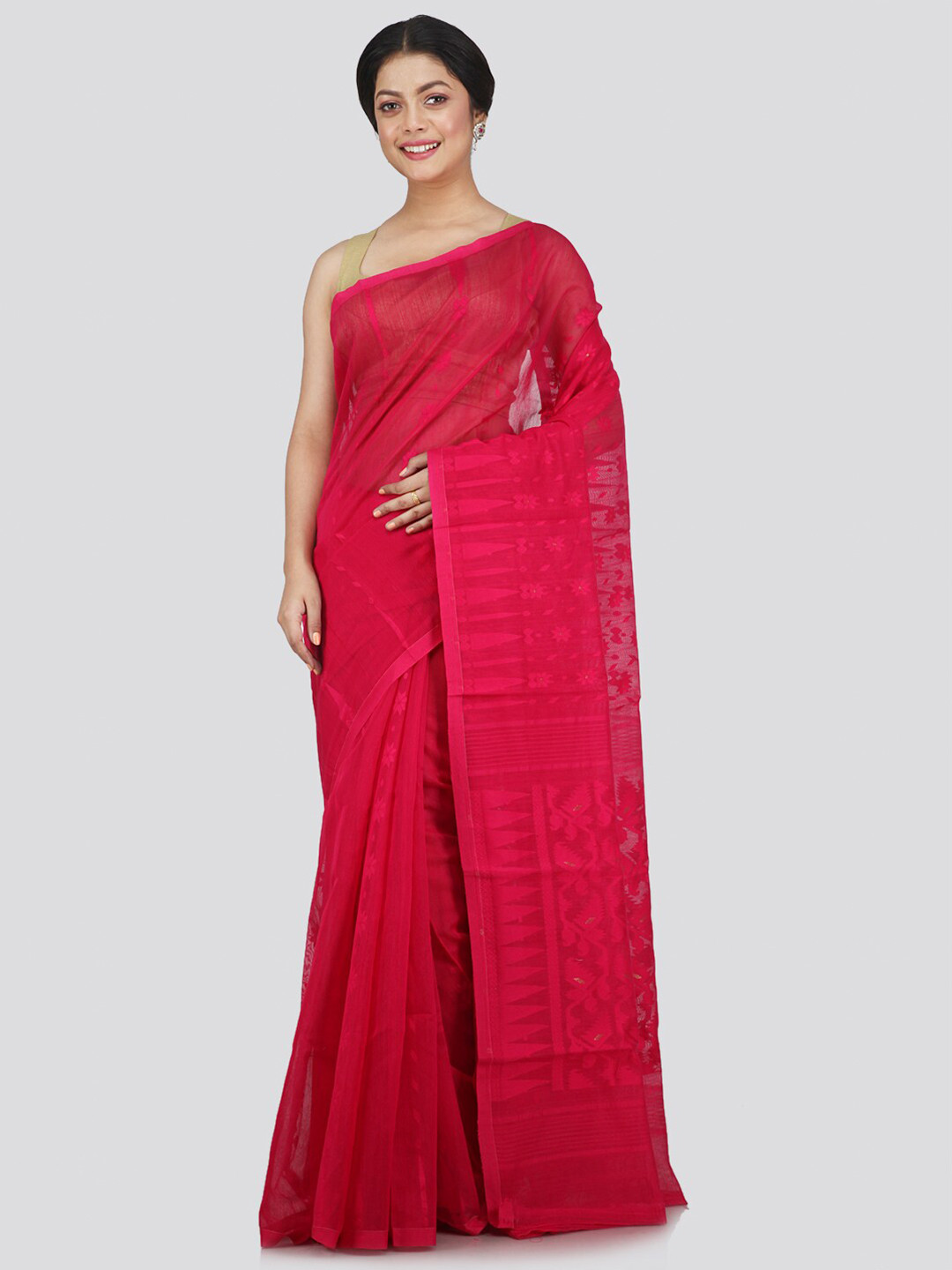 

PinkLoom Pink Woven Design Jamdani Saree