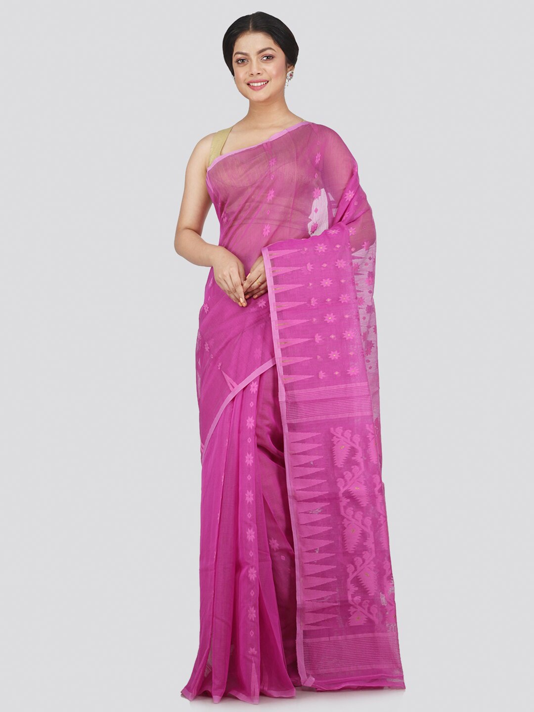 

PinkLoom Lavender Woven Design Jamdani Saree
