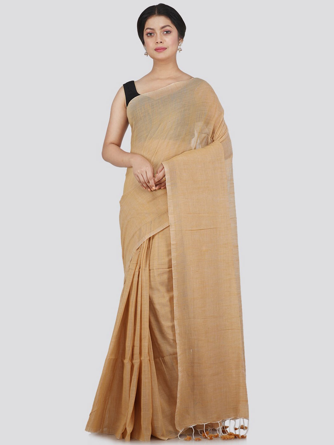 

PinkLoom Beige Woven Design Pure Cotton Saree