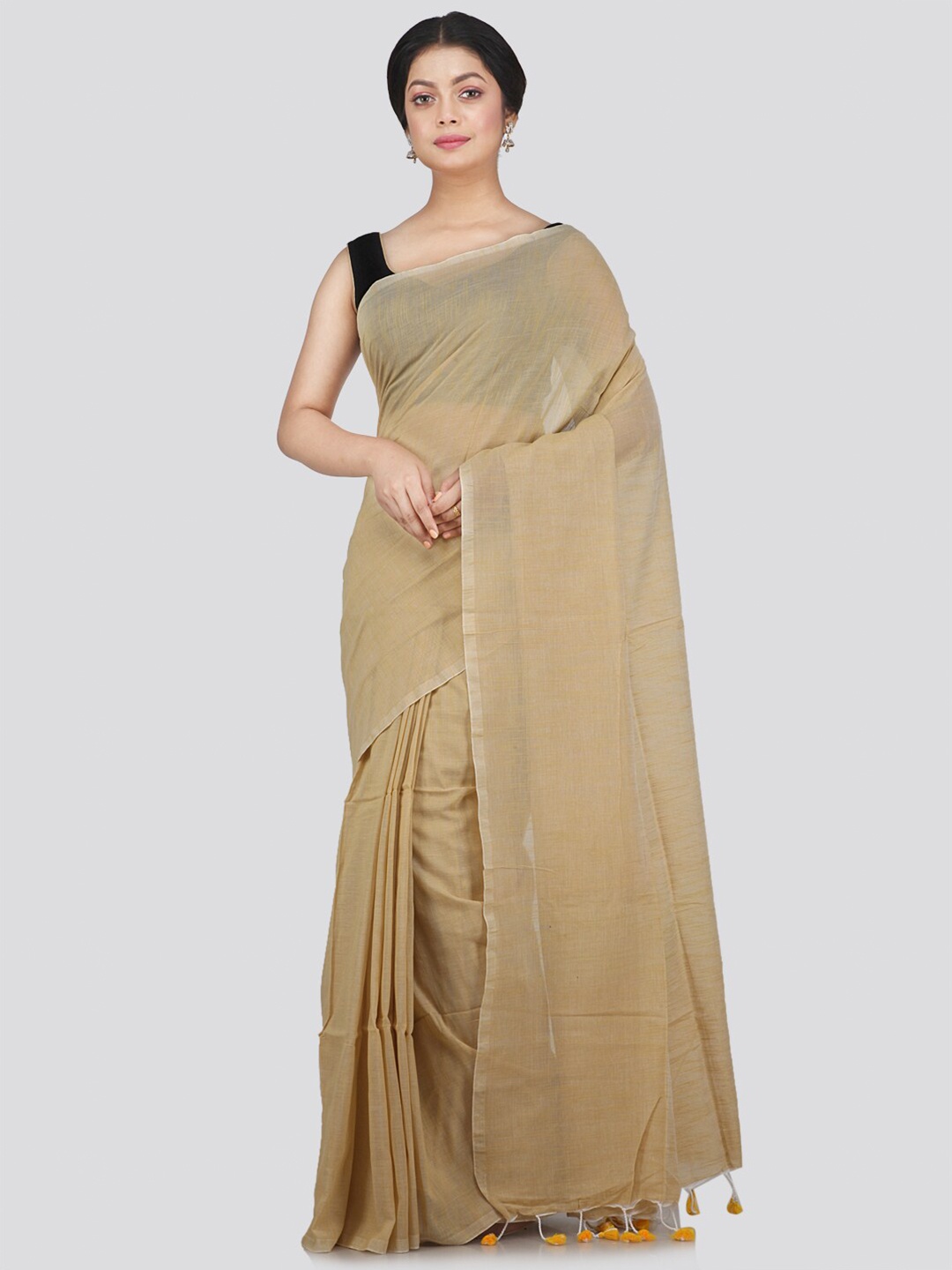

PinkLoom Beige Woven Design Pure Cotton Saree