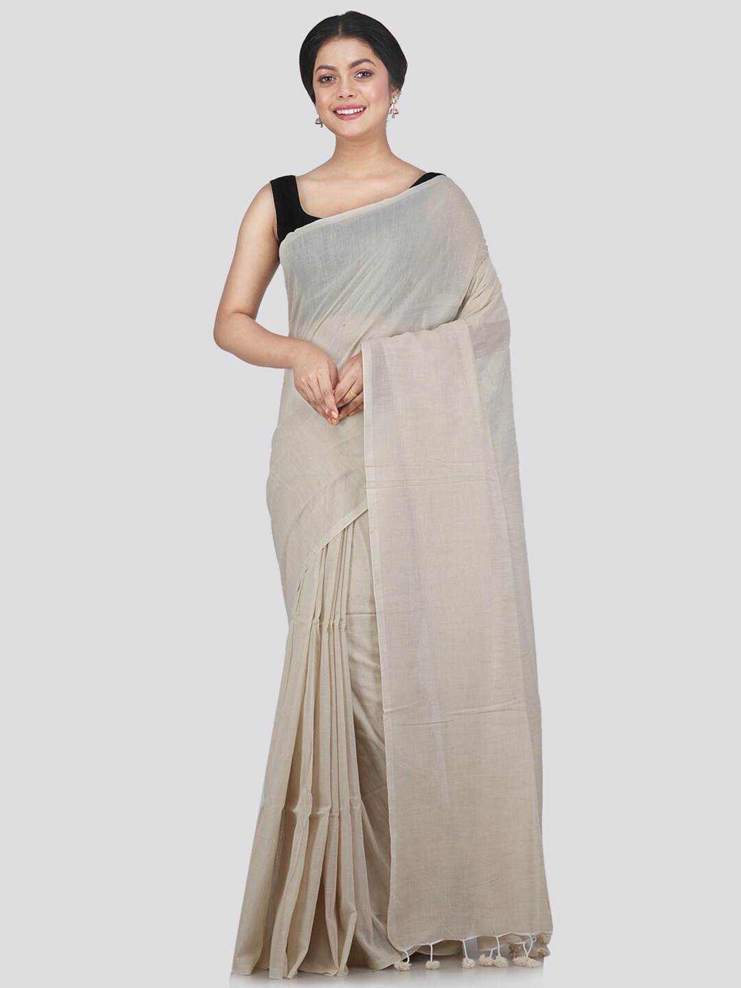 

PinkLoom Beige Pure Cotton Saree