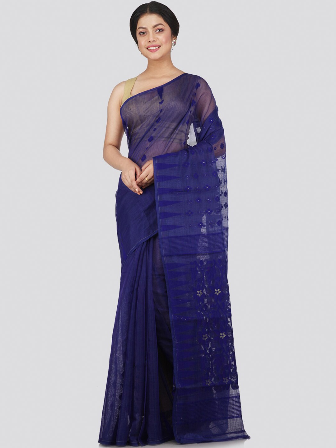 

PinkLoom Blue Woven Design Jamdani Saree