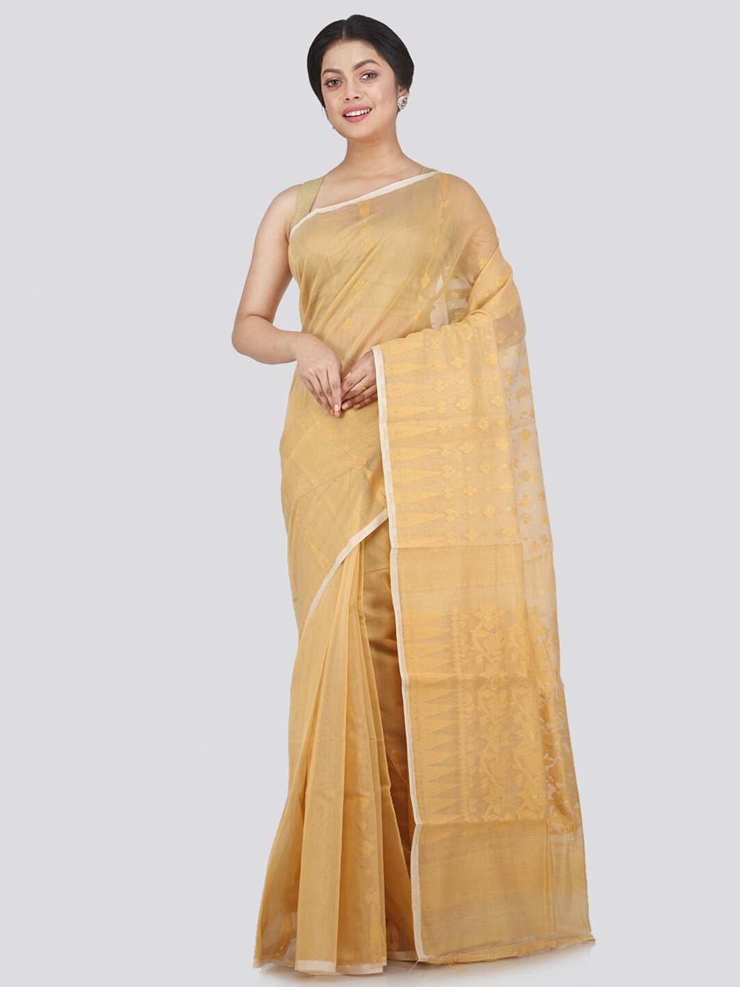 

PinkLoom Beige Woven Design Jamdani Saree