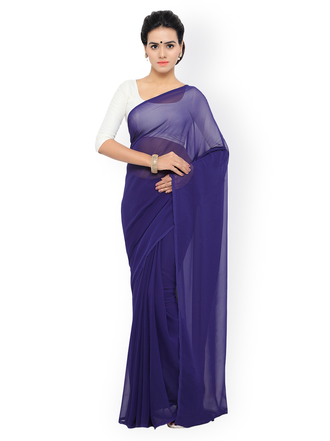 

Vogue Era Navy Georgette Saree, Navy blue