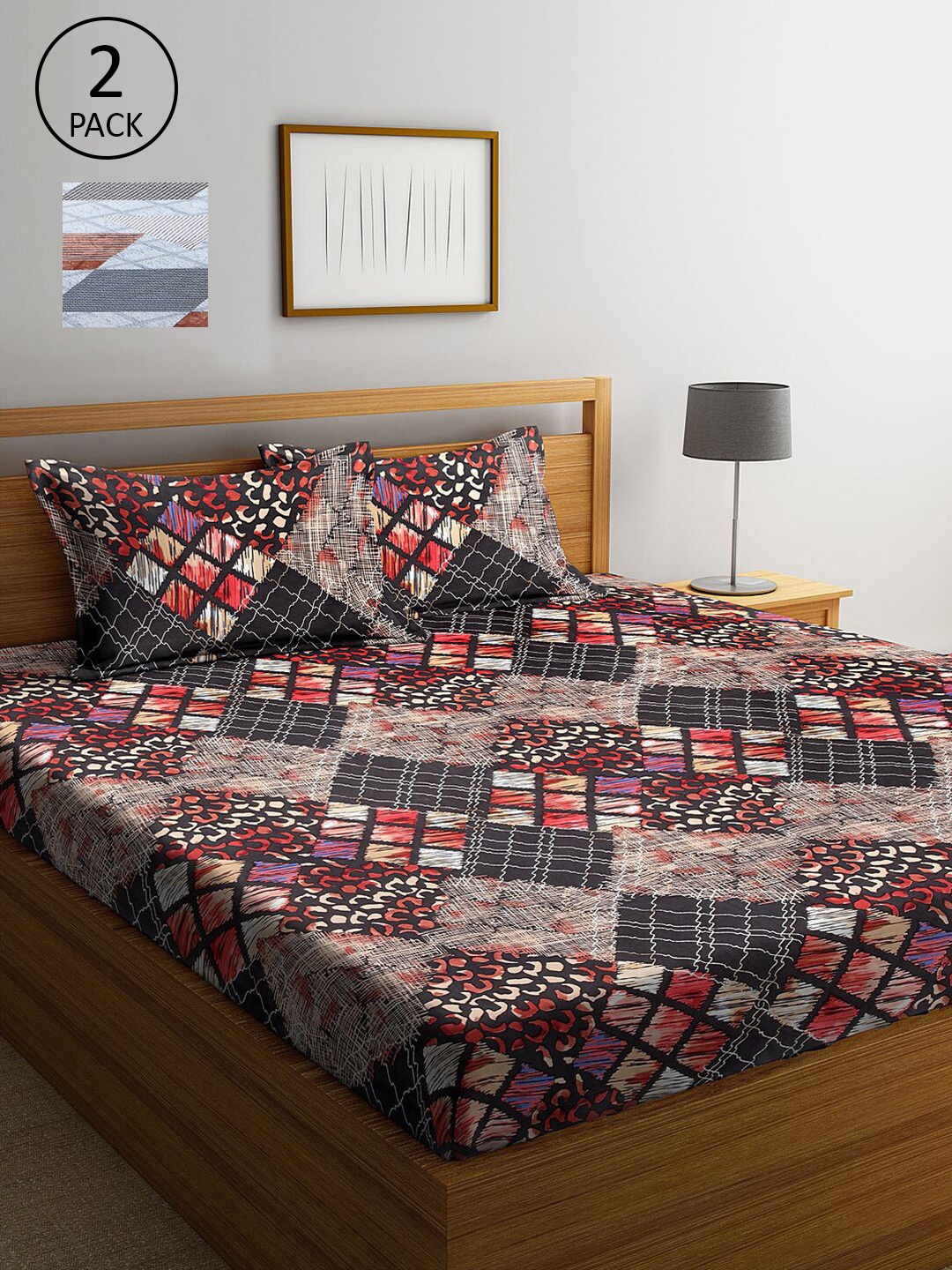 

KLOTTHE Pack Of 2 210 TC King Bedsheets with 4 Pillow Covers, Grey
