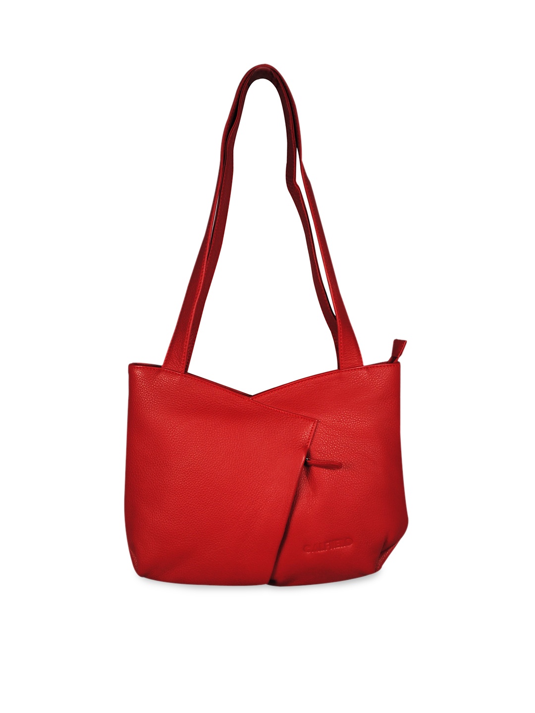 

CALFNERO Red Solid Leather Structured Shoulder Bag