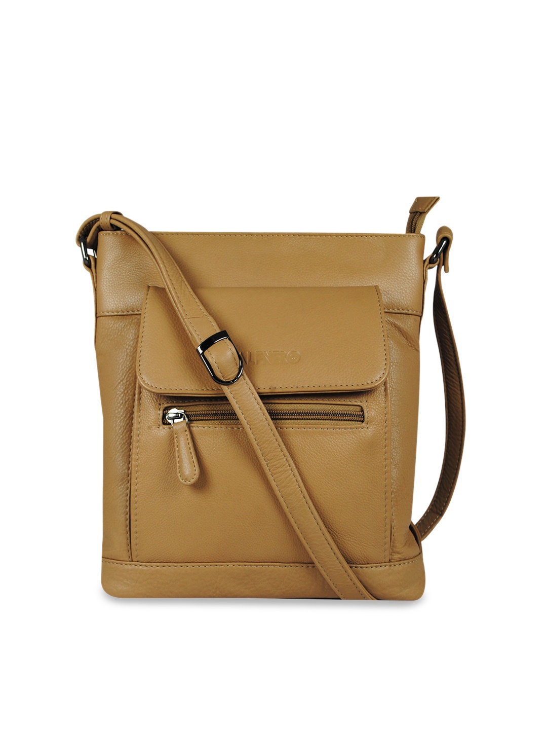 

CALFNERO Cream-Coloured Textured Leather Structured Sling Bag