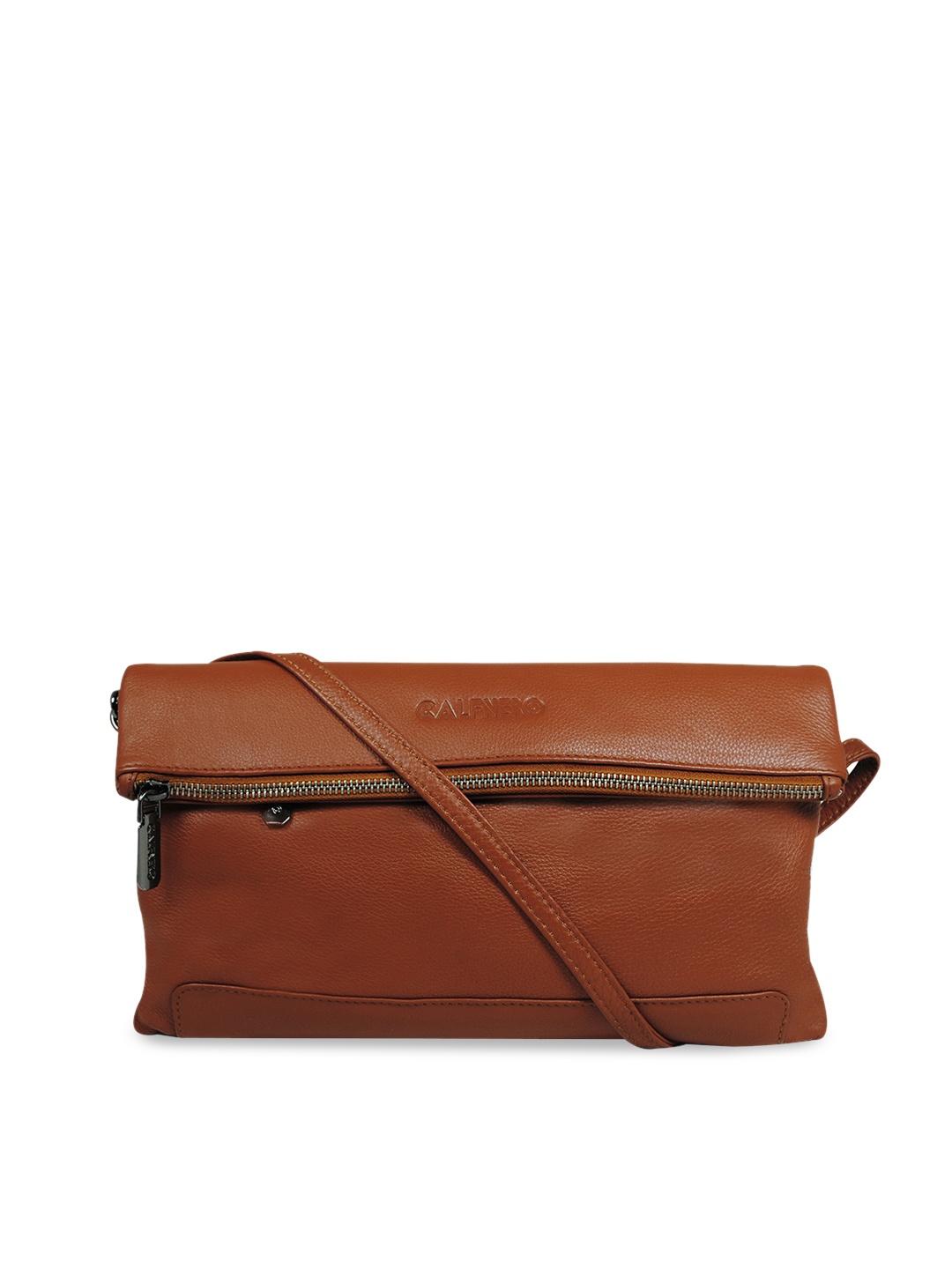 

CALFNERO Camel Brown Leather Structured Sling Bag