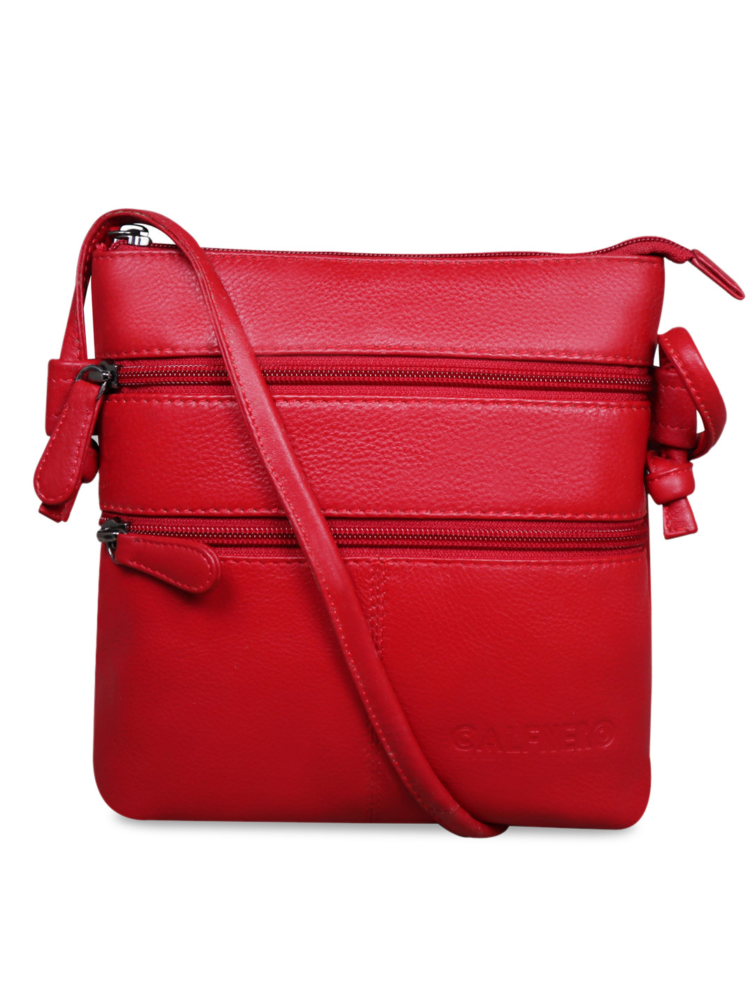 

CALFNERO Red Leather Structured Sling Bag