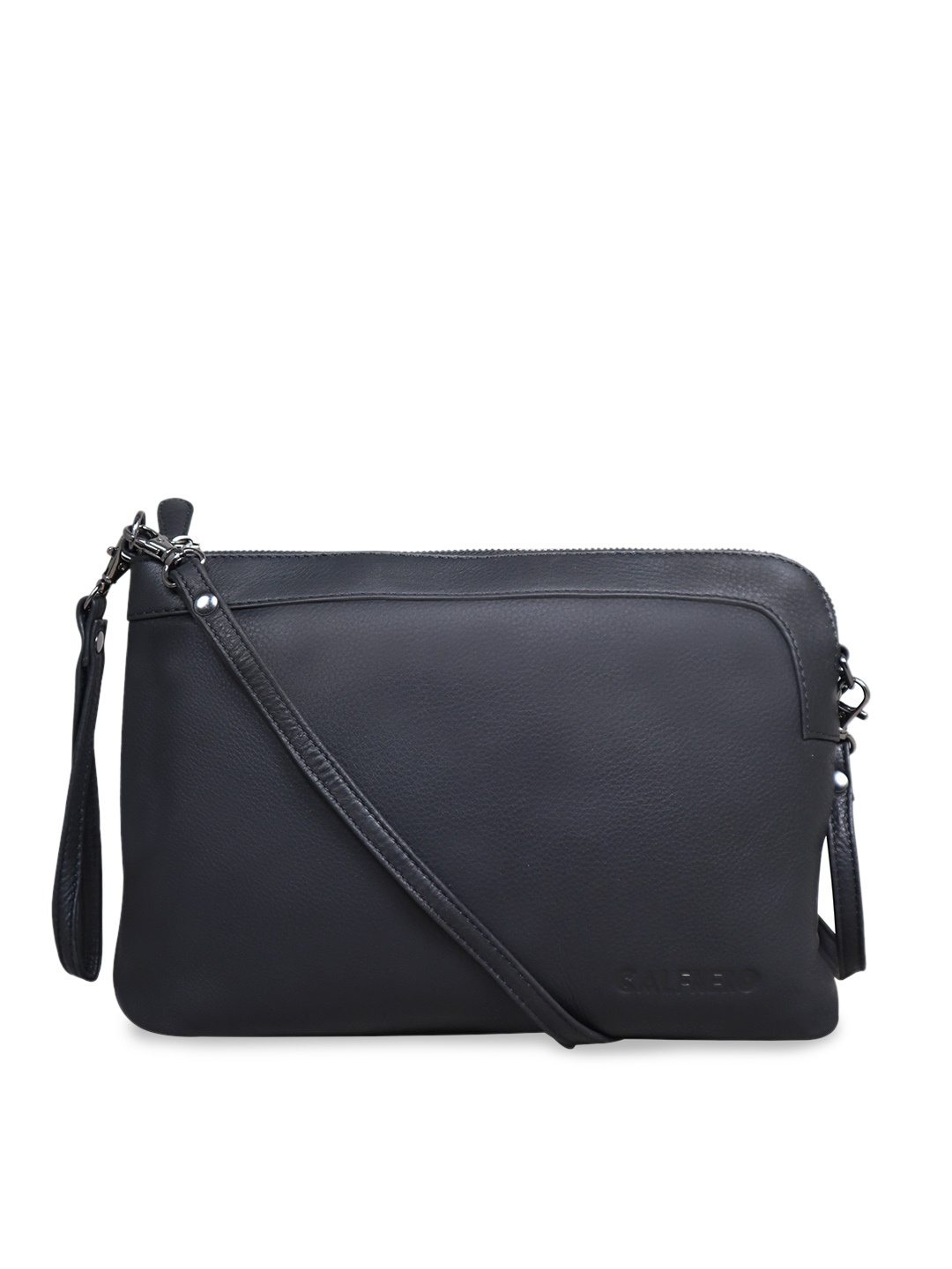 

CALFNERO Black Leather Structured Sling Bag