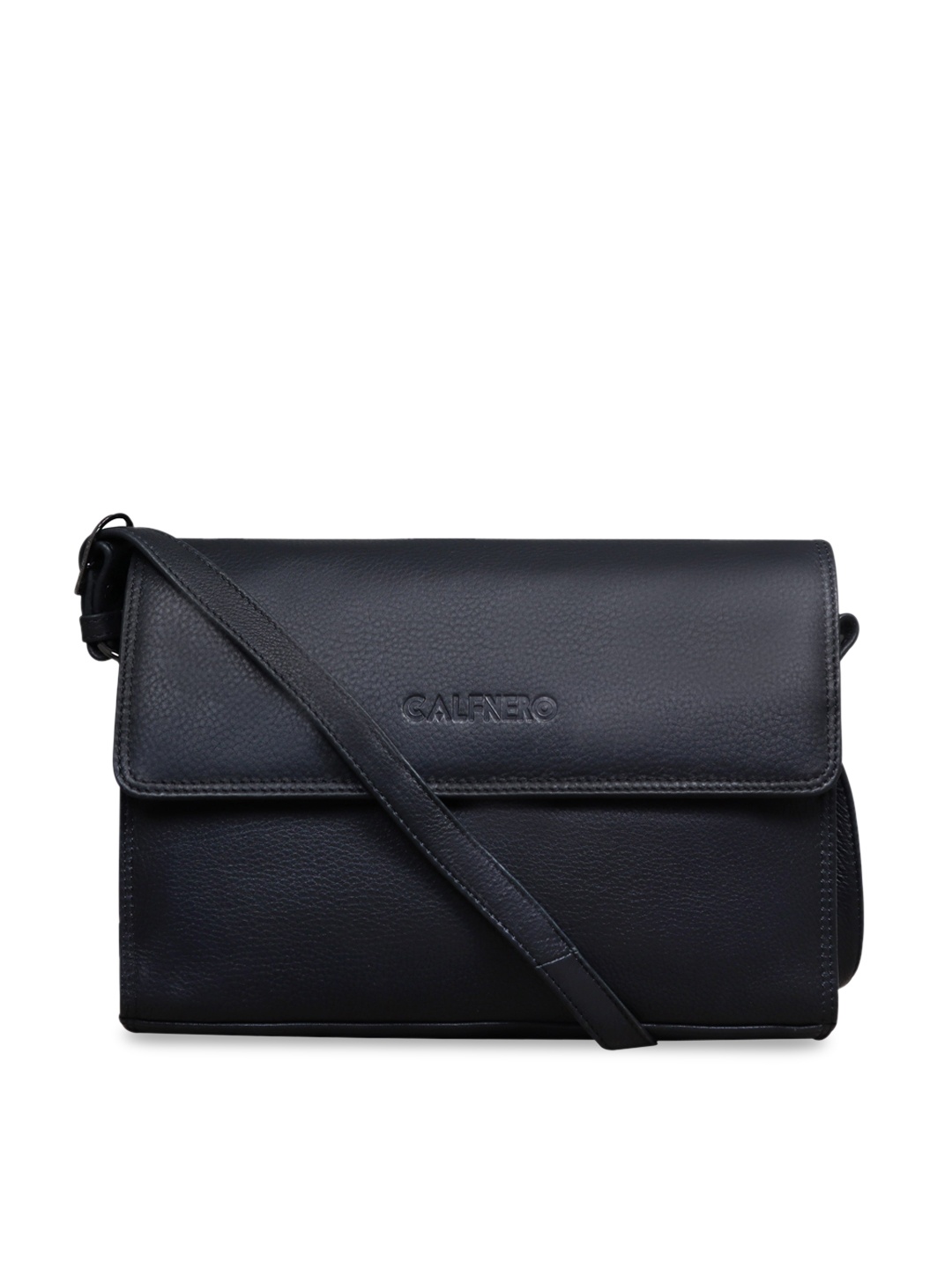 CALFNERO Black Leather Structured Sling Bag