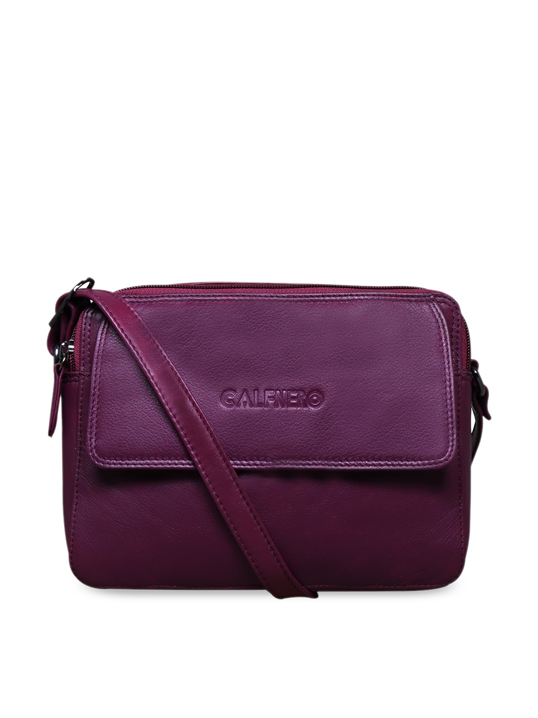 

CALFNERO Women Purple Leather Sling Bag