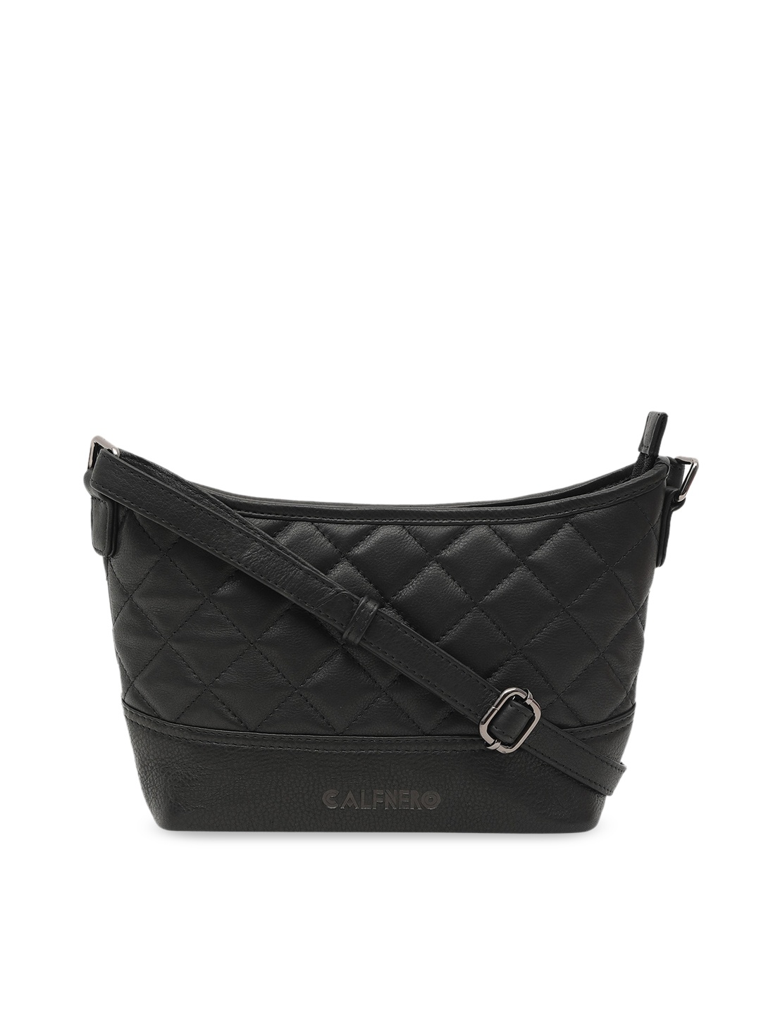 

CALFNERO Black Leather Quilted Sling bag