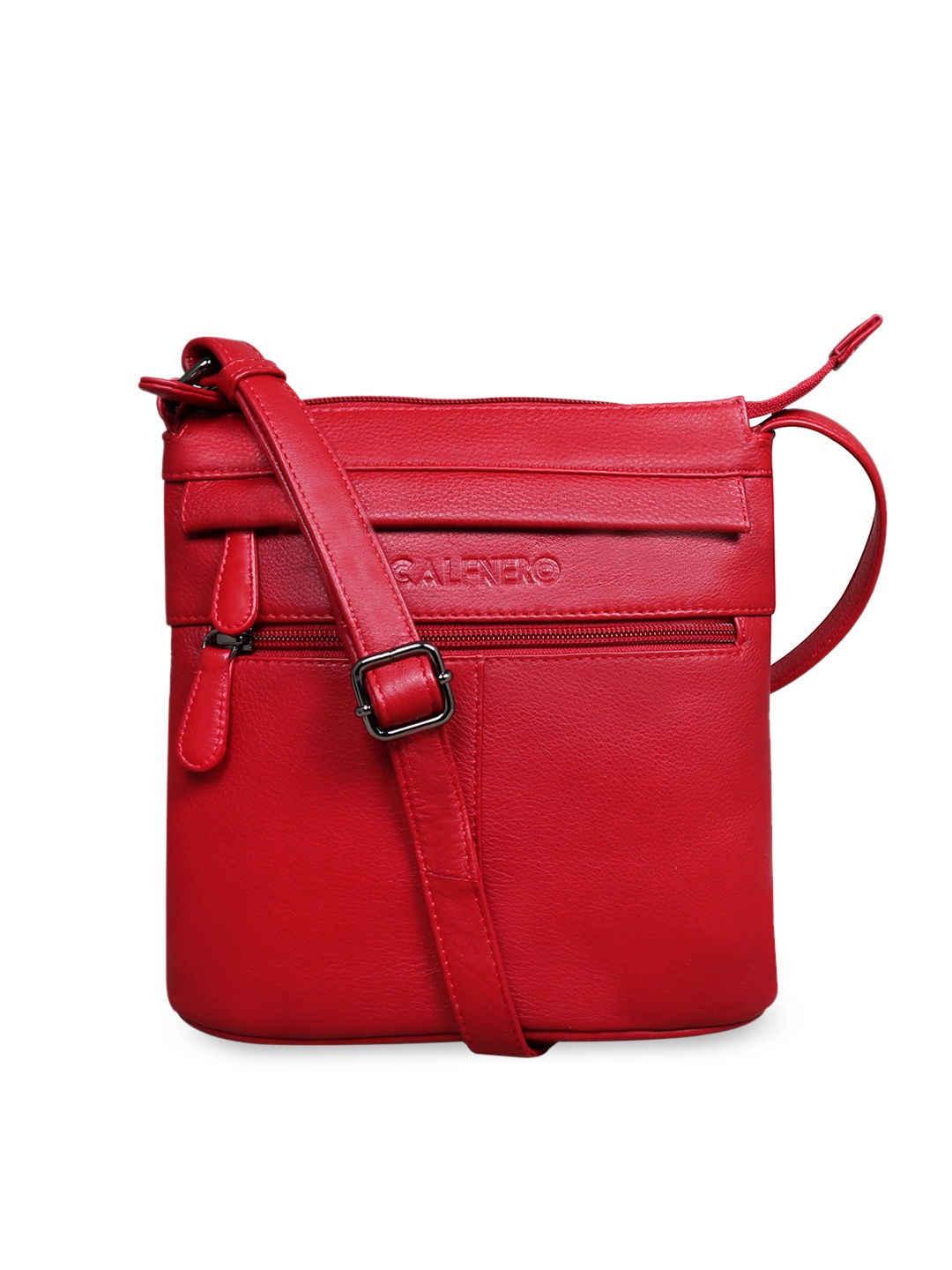 

CALFNERO Red Leather Structured Sling Bag