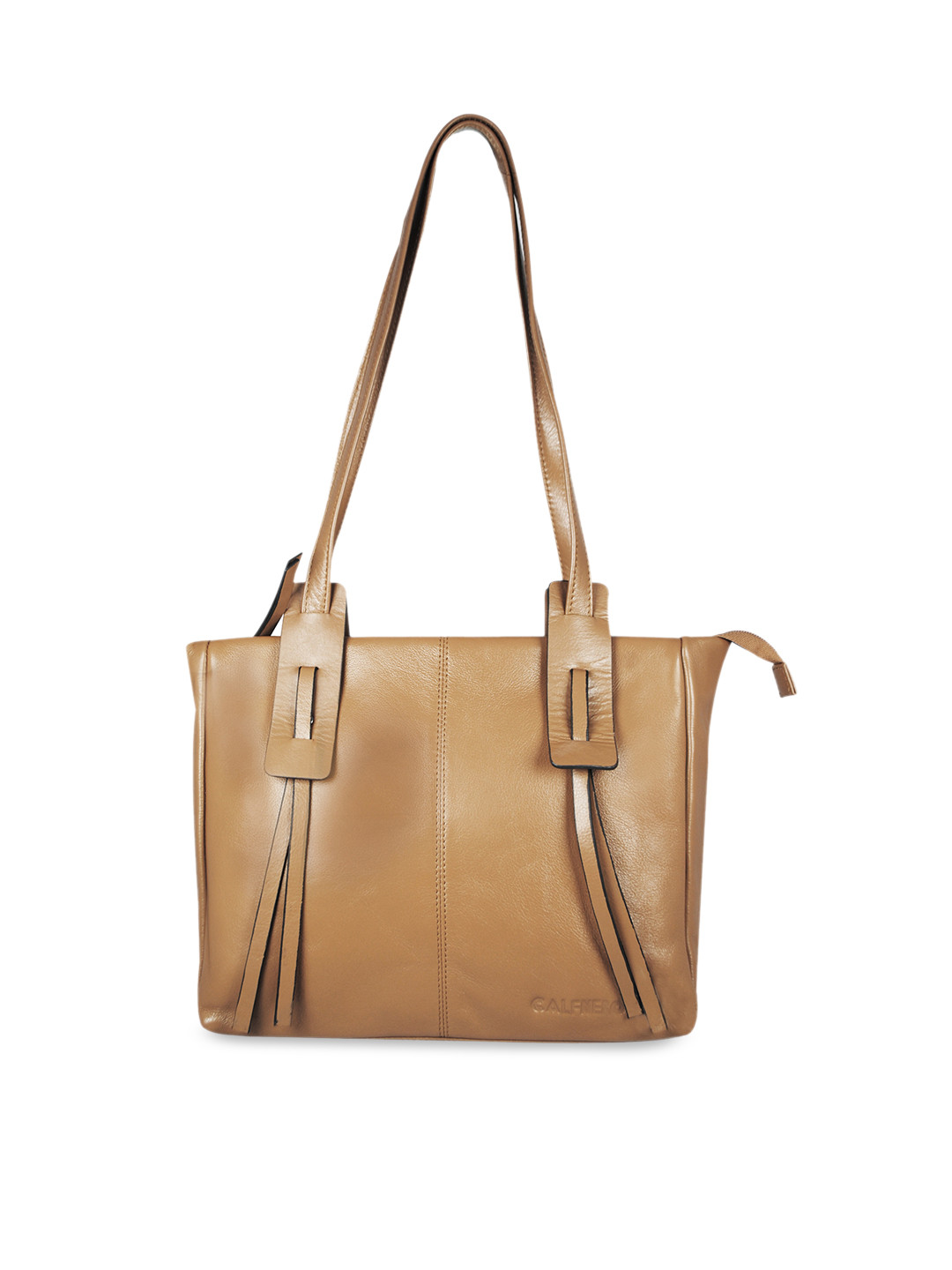 

CALFNERO Cream-Coloured Solid Leather Structured Shoulder Bag
