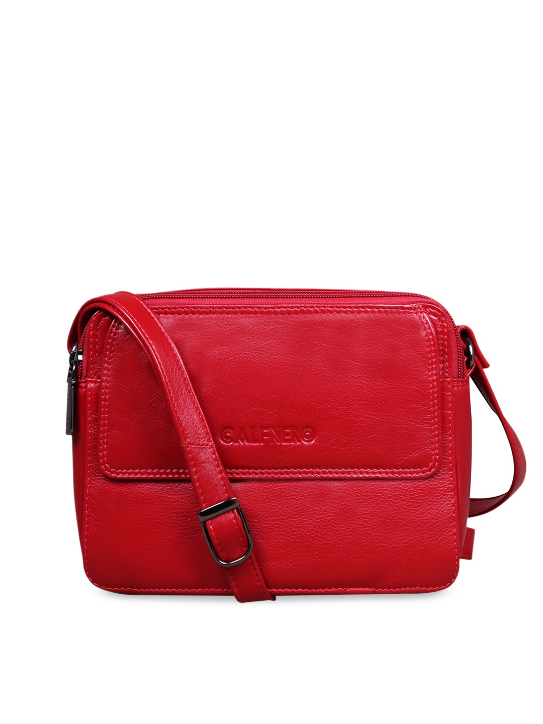 

CALFNERO Women Red Leather Structured Sling Bag