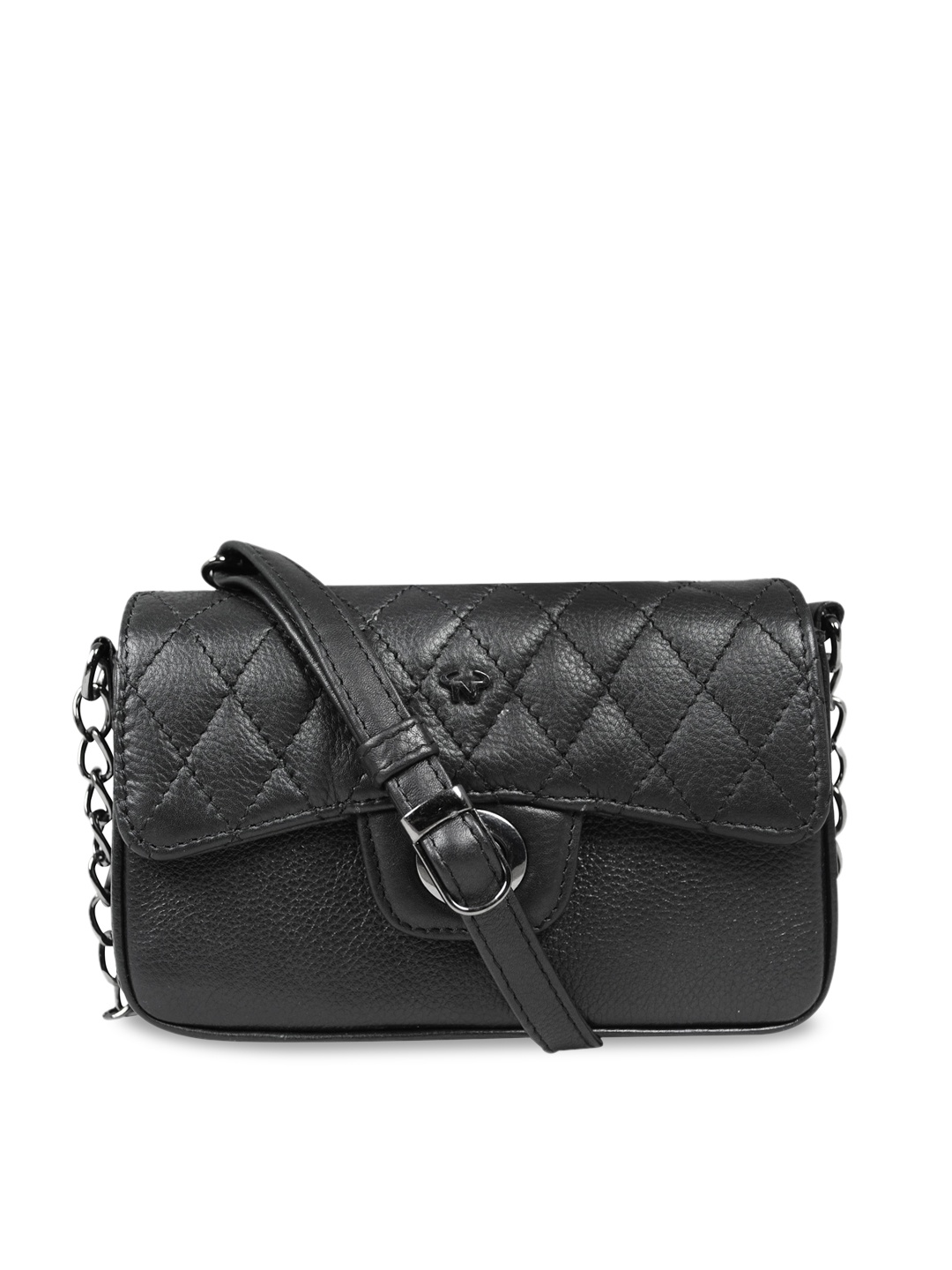 

CALFNERO Women Black Textured Leather Structured Sling Bag