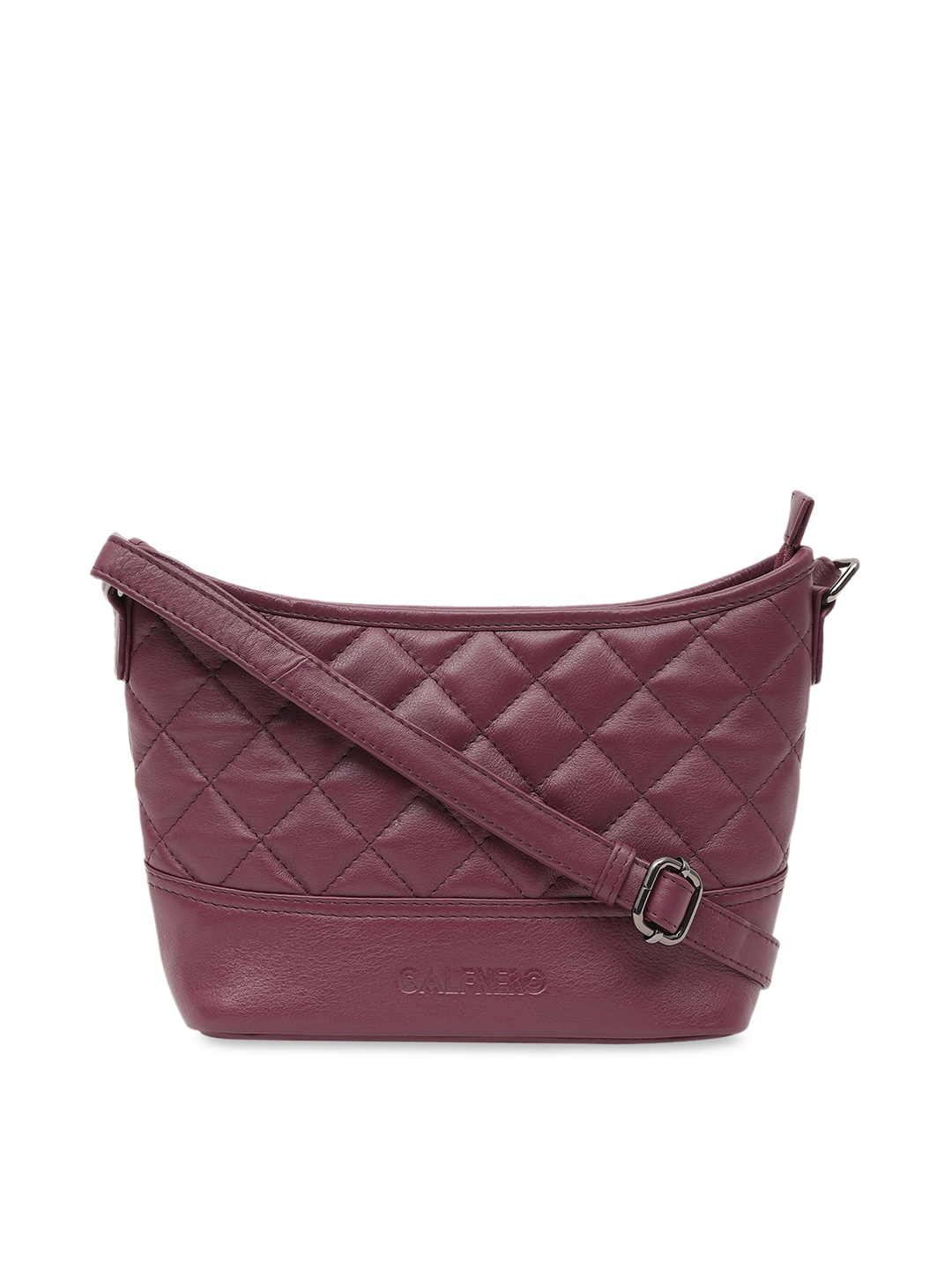 

CALFNERO Women Brown Textured Leather Structured Sling Bag with Quilted