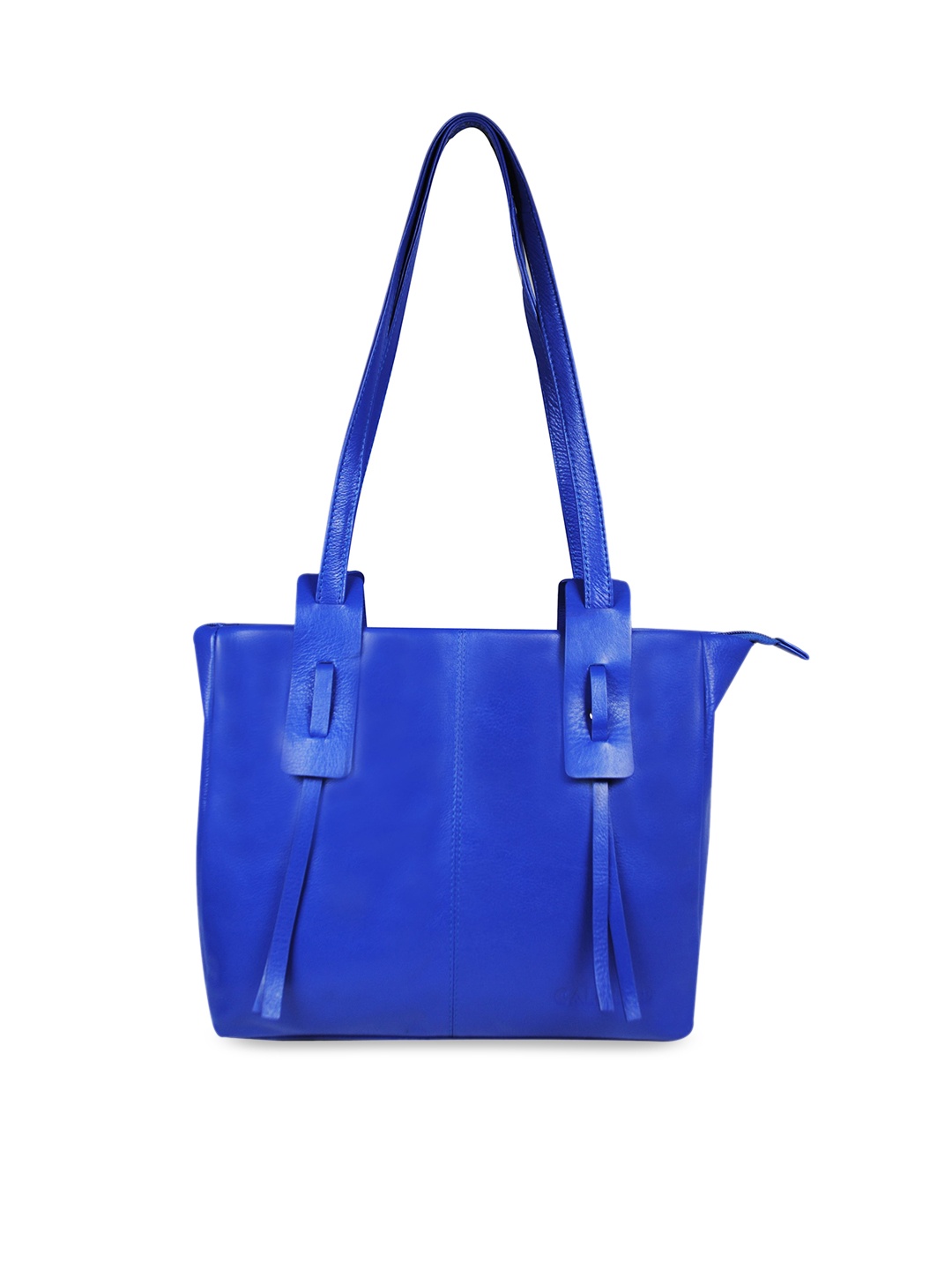 

CALFNERO Women Blue Leather Structured Shoulder Bag with Tasselled