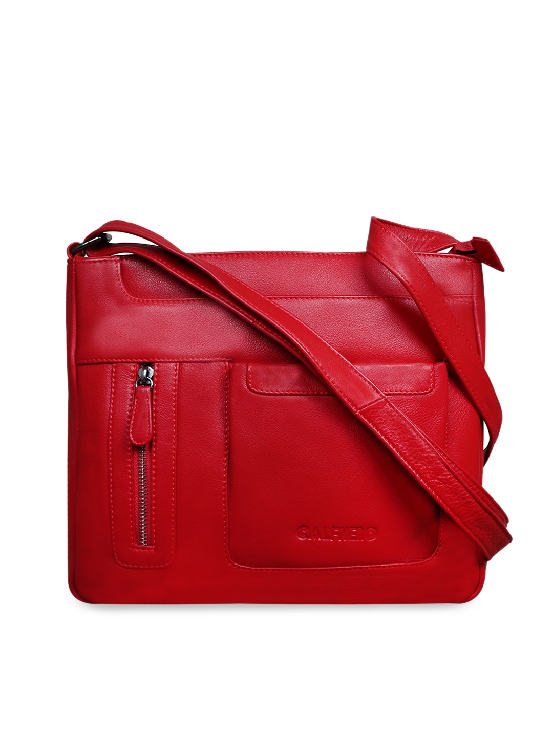 

CALFNERO Women Red Leather Structured Sling Bag