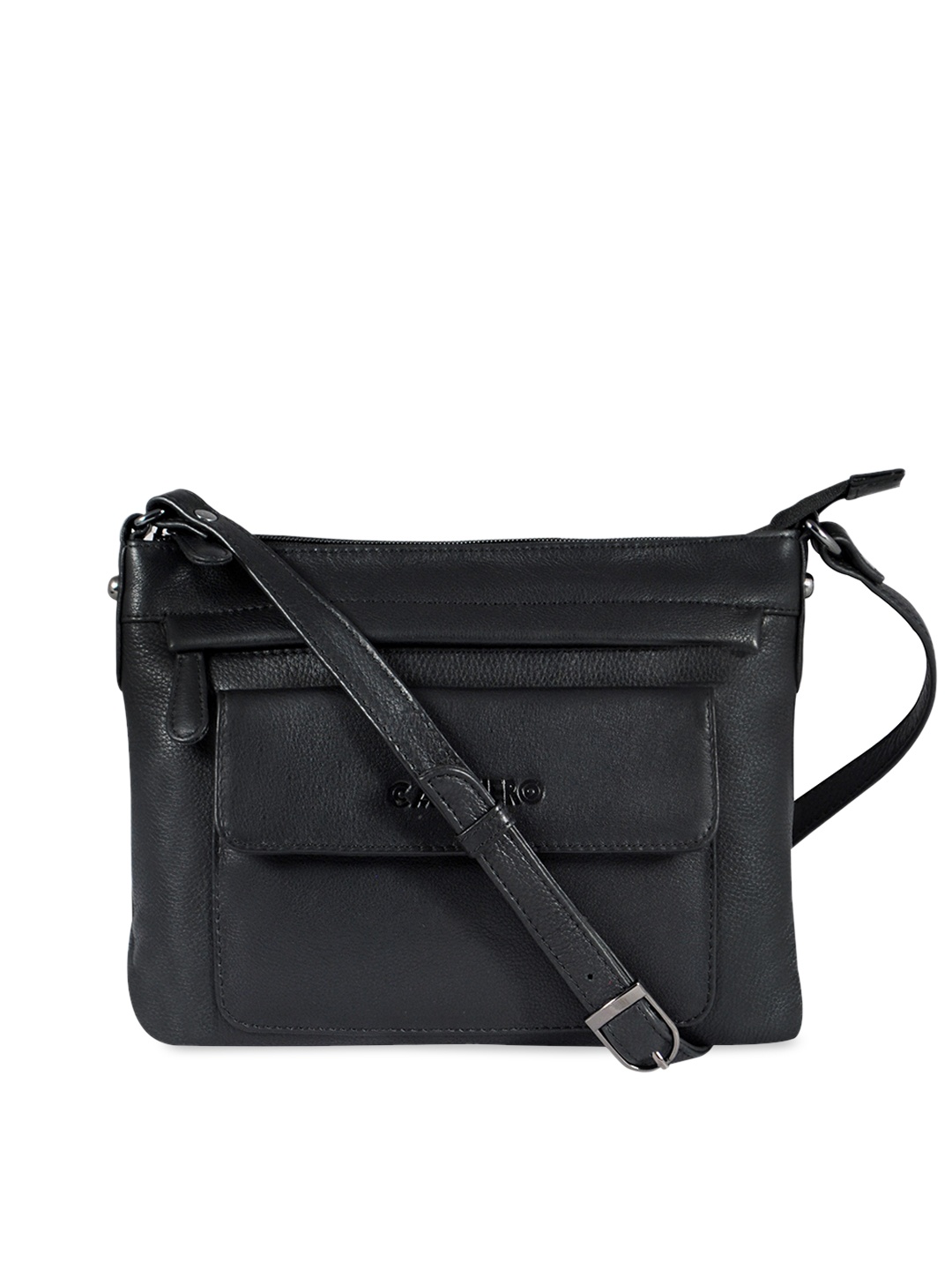 

CALFNERO Women Black Leather Structured Sling Bag