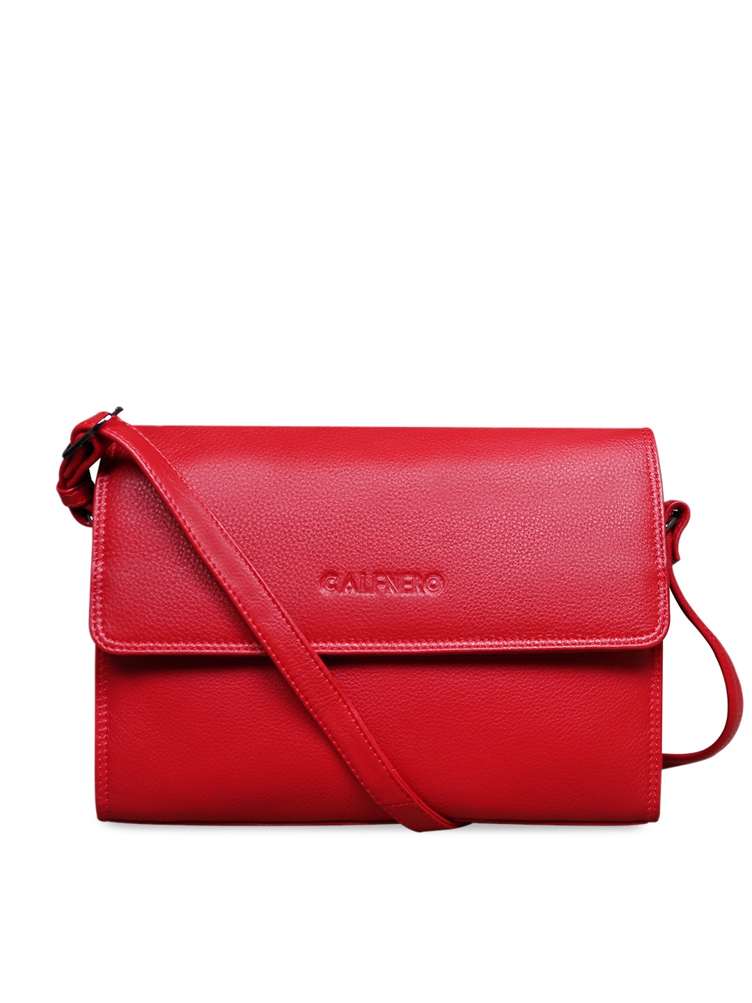 

CALFNERO Women Red Leather Structured Sling Bag