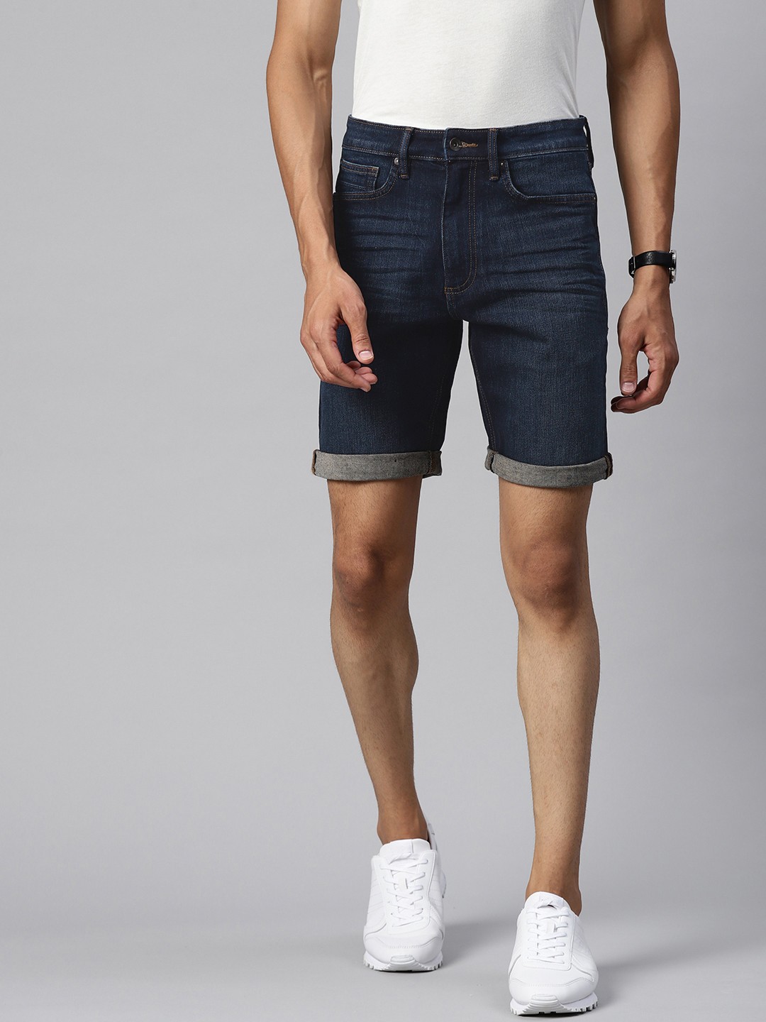 

Marks & Spencer Men Blue Denim Shorts, Navy blue
