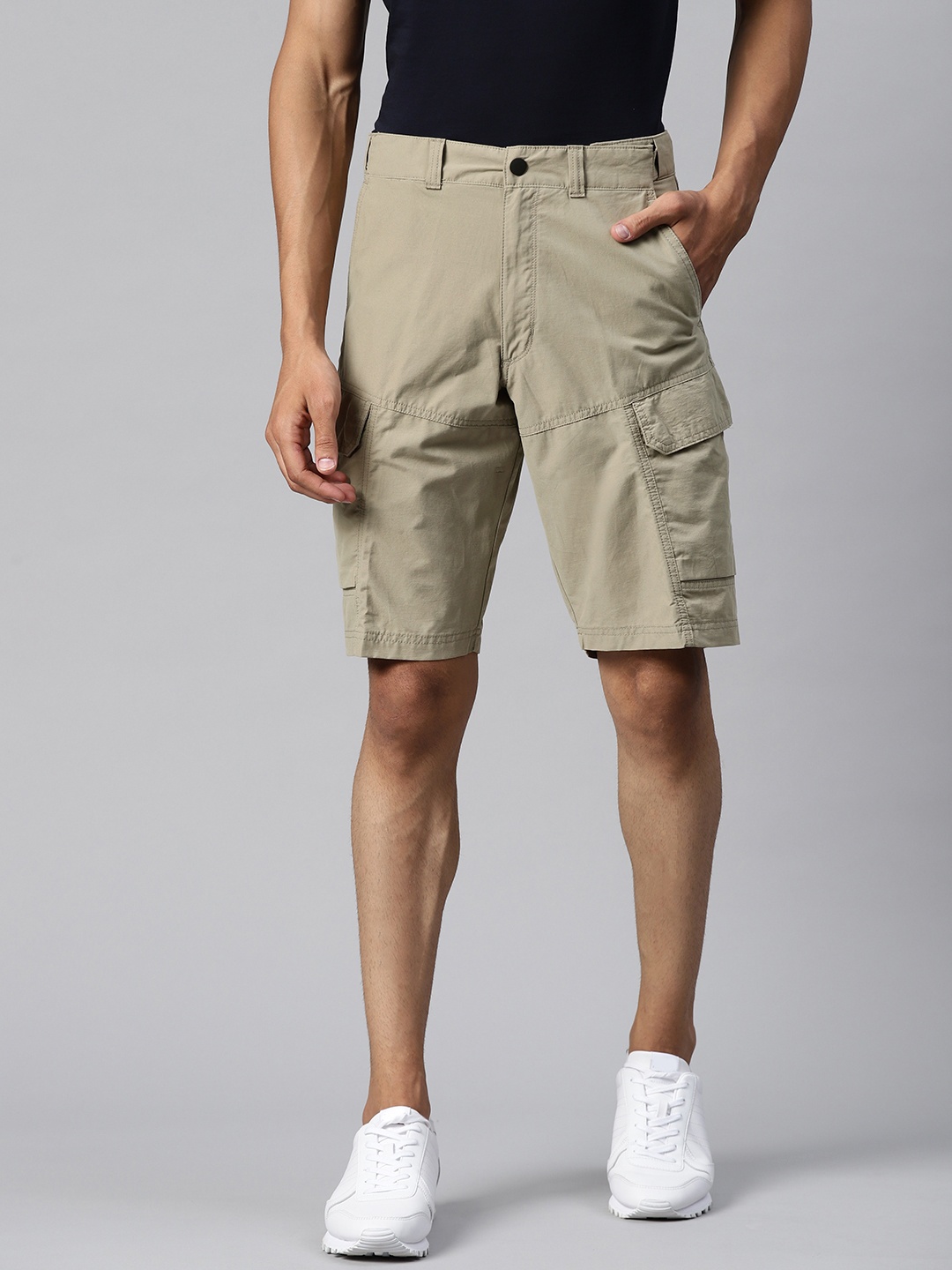 

Marks & Spencer Men Khaki Solid Cargo Shorts