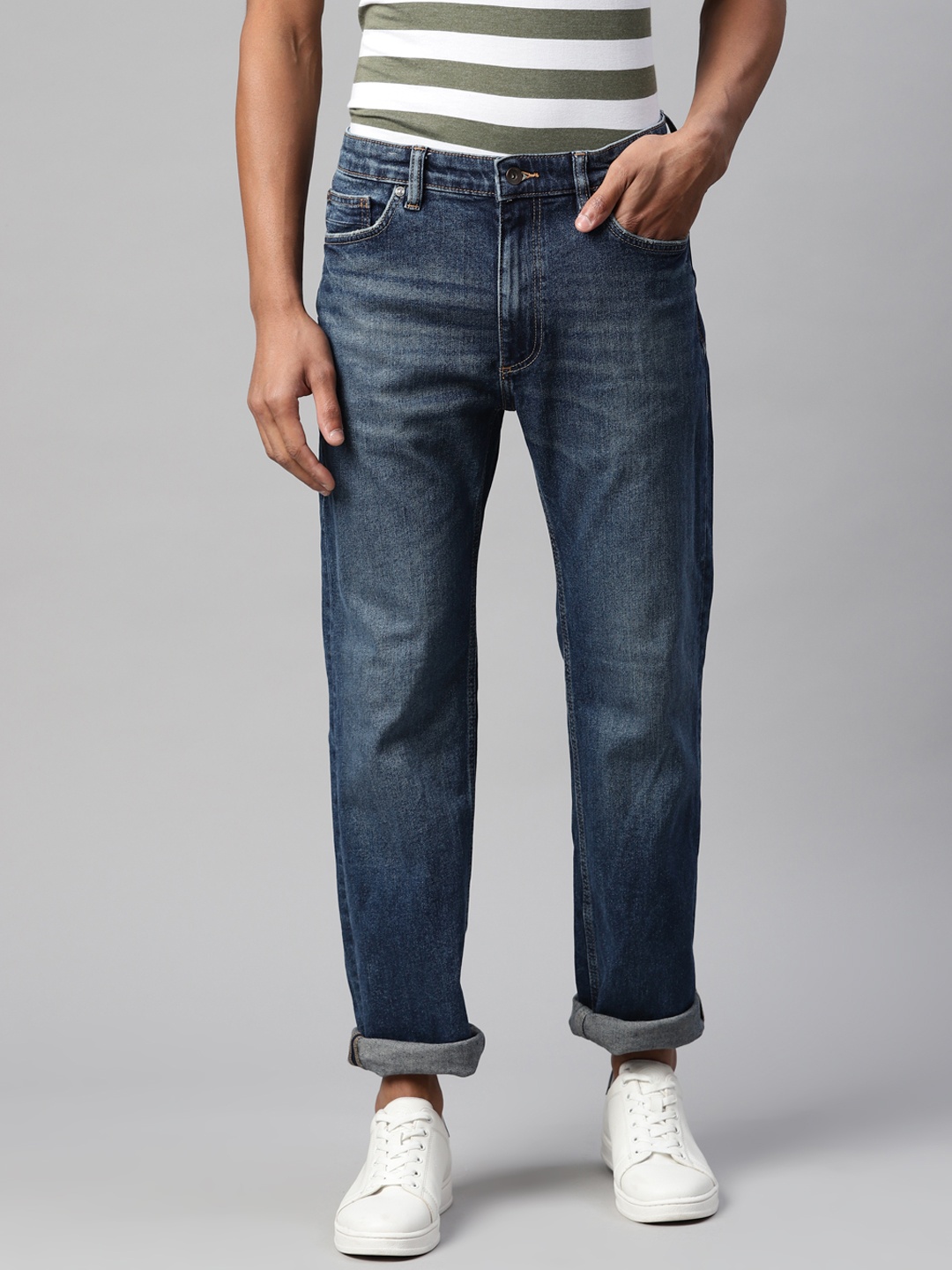 

Marks & Spencer Men Navy Blue Straight Fit Light Fade Jeans