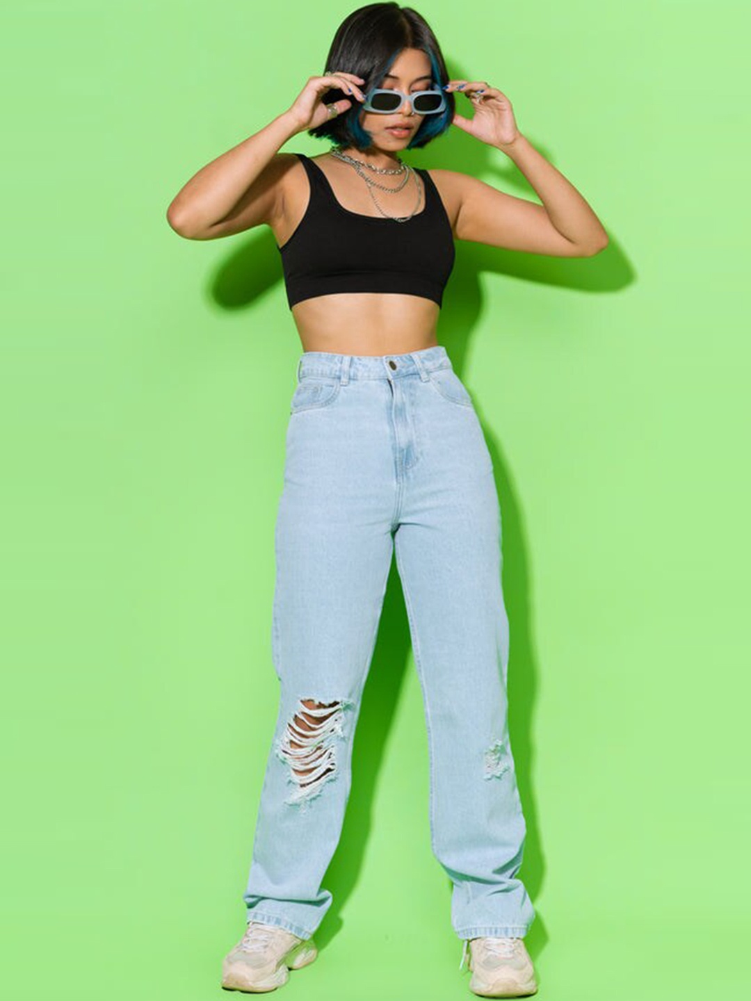 

FREAKINS Women Blue High-Rise Straight Fit Jeans