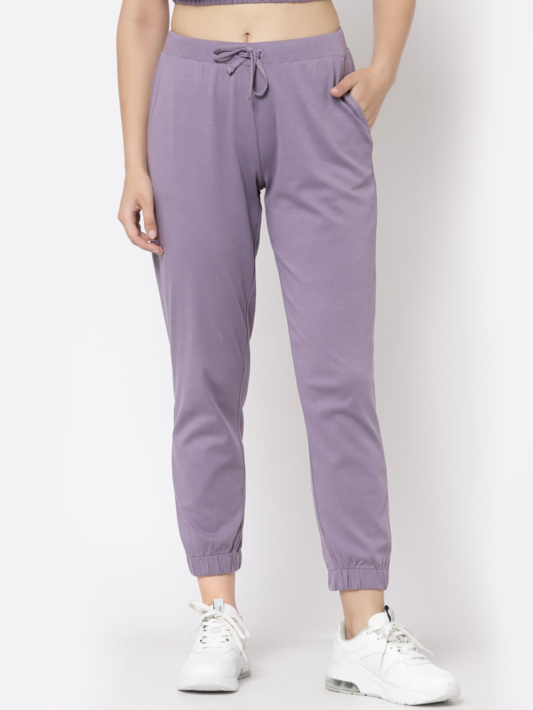 

YOONOY Women Purple Solid Cotton Joggers