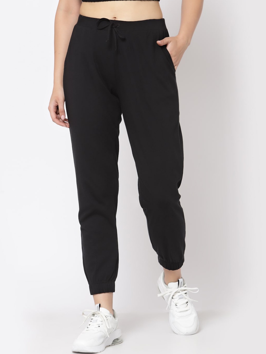 

YOONOY Women Black Solid Cotton Joggers