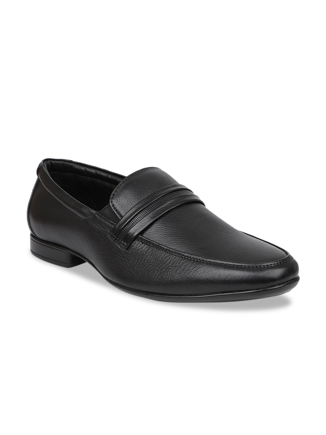 

PRIVO by Inc.5 Men Black Solid Leather Formal Derbys