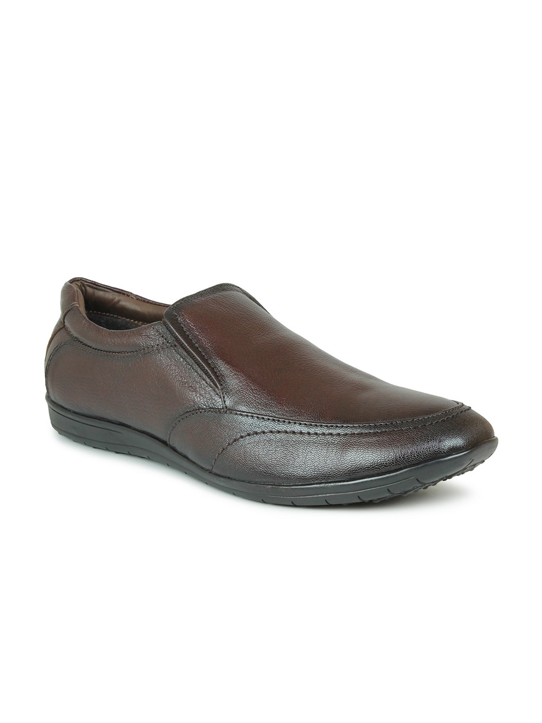 

PRIVO Men Cherry-Maroon Solid Leather Formal Slip-Ons