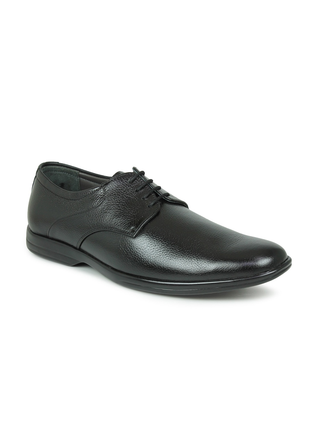 

PRIVO by Inc.5 Men Black Solid Leather Lace-Up Formal Derbys Shoes