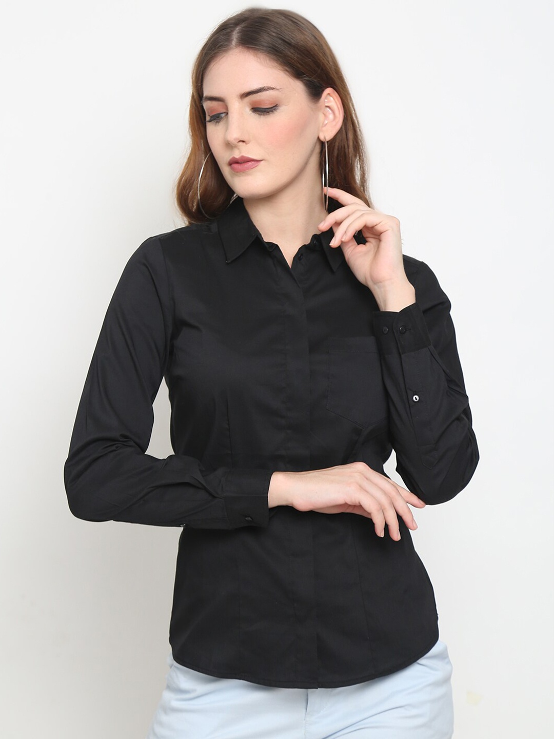 

GRACIT Women Black Classic Slim Fit Formal Shirt