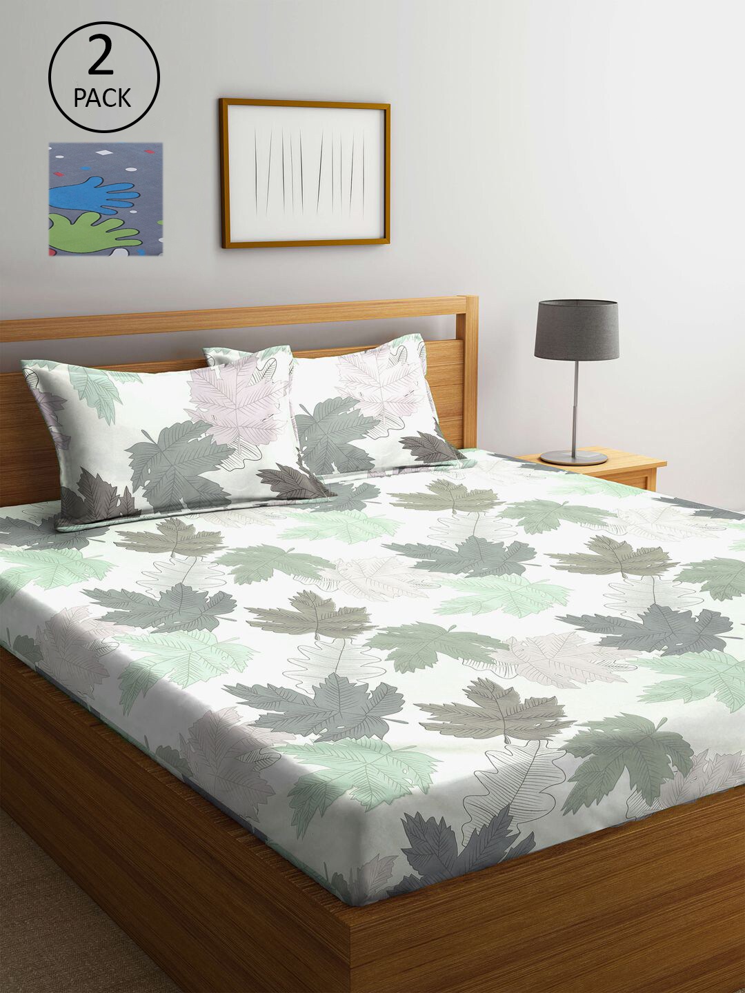 

KLOTTHE Pack Of 2 210 TC King Bedsheets with 4 Pillow Covers, Blue