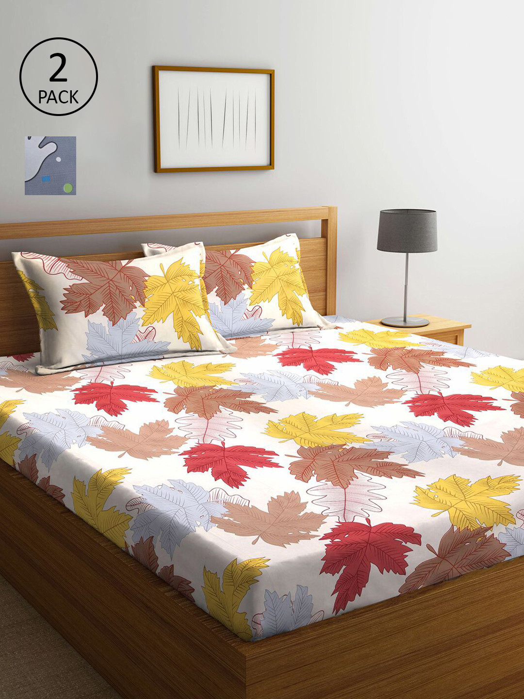 

KLOTTHE Blue & White Floral 300 TC Set Of 2 King Bedsheet with 4 Pillow Covers