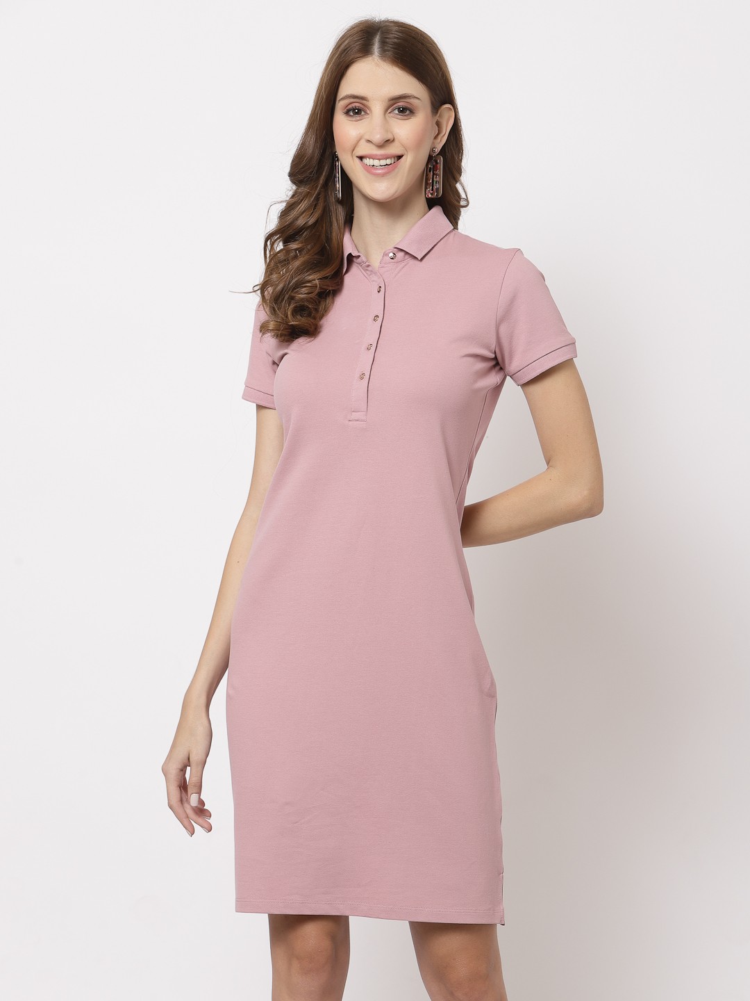 

Juelle Pink Solid T-shirt Dress
