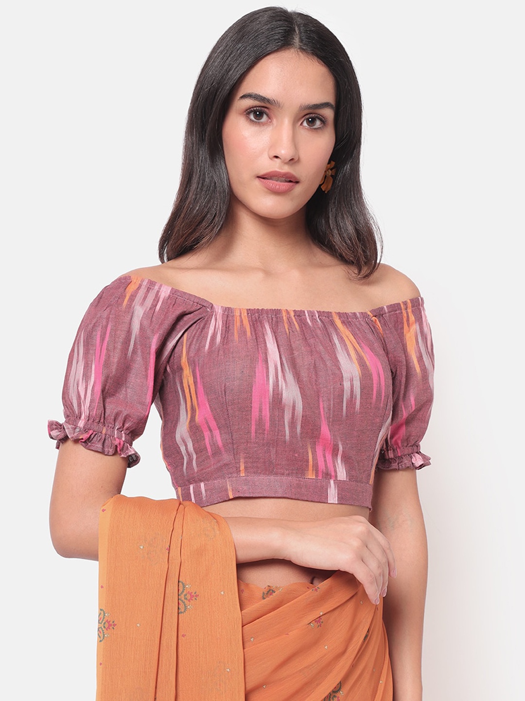 

Saaki Women Purple & Pink Printed Saree Blouse