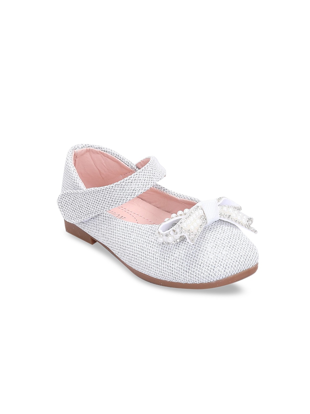 

Hopscotch Girls Silver-Toned Bows Flats