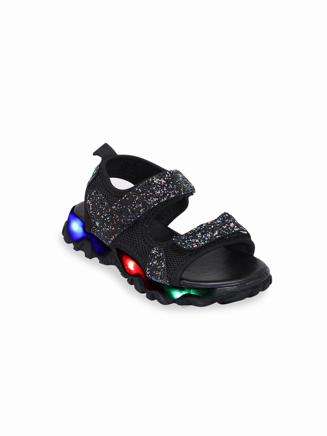 

Hopscotch Girls Black Seuinned LED Open Toe Sandals