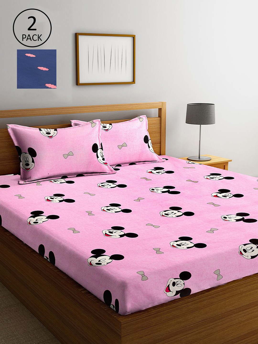 

KLOTTHE Multi Coloured 210 TC Printed Set of 2 King Cotton Bedsheet with 4 Pillow Covers