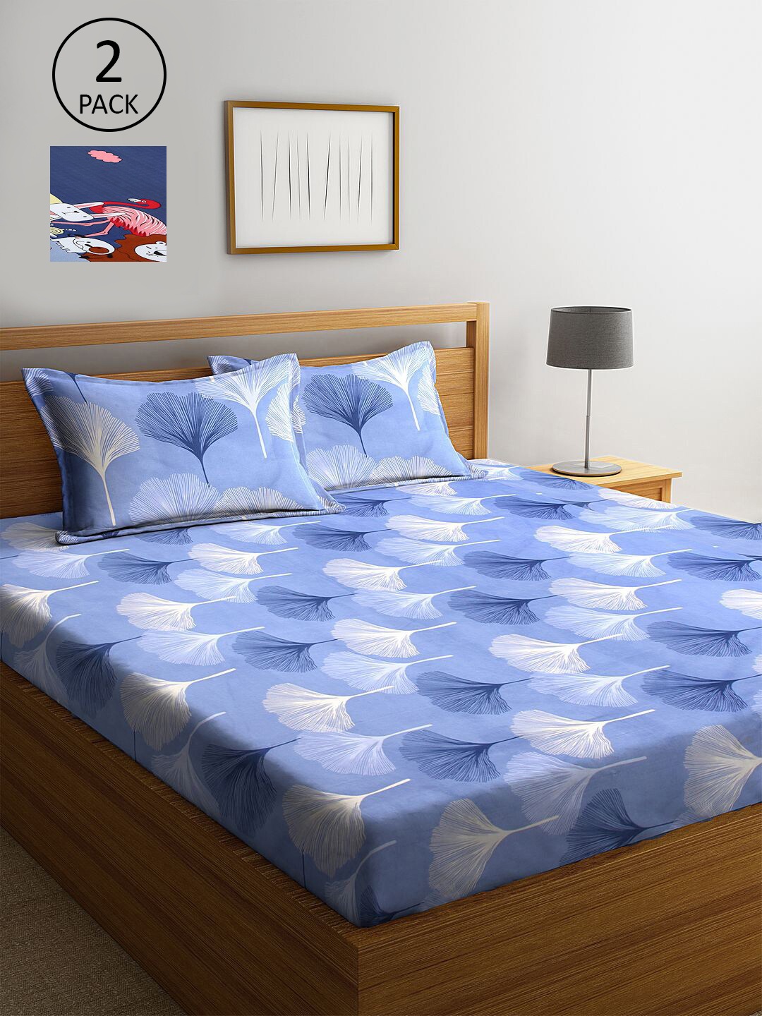

KLOTTHE Blue & White Floral 210 TC 2 King Bedsheet with 4 Pillow Covers