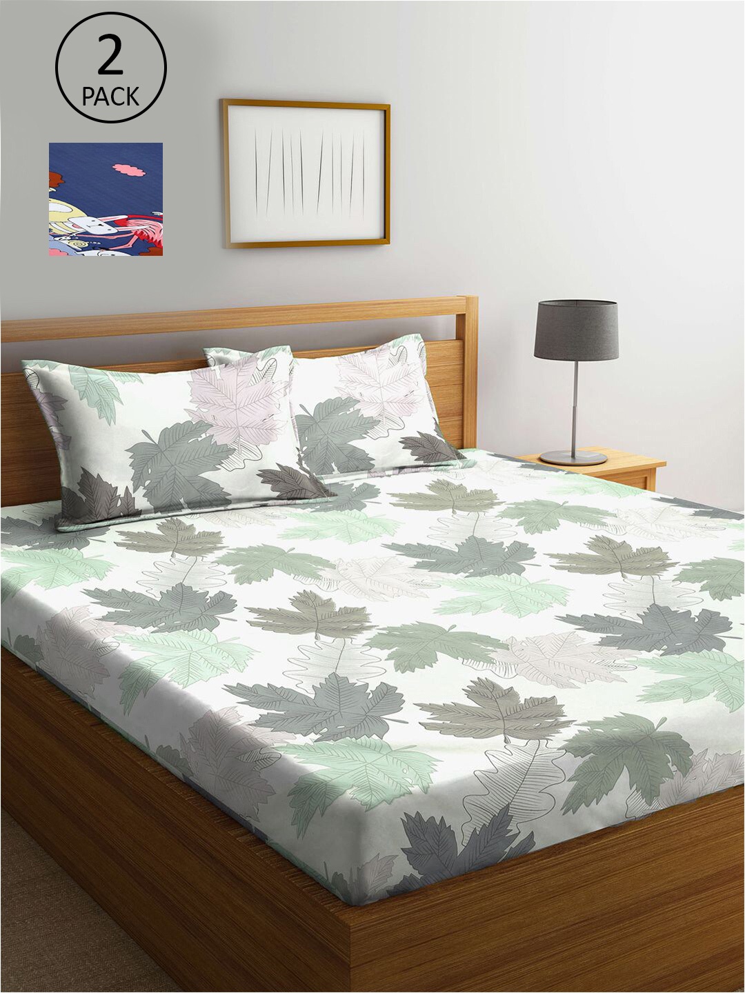 

KLOTTHE Navy Blue & White Printed 210 TC 2 King Bedsheet with 4 Pillow Covers