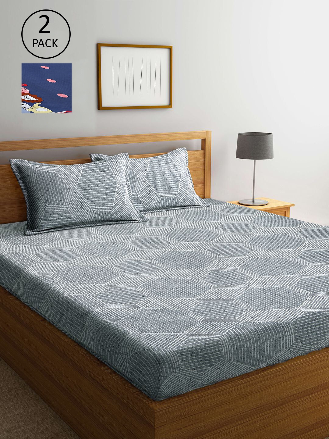 

KLOTTHE Multi Coloured 210 TC Printed 2 King Cotton Bedsheet with 4 Pillow Covers