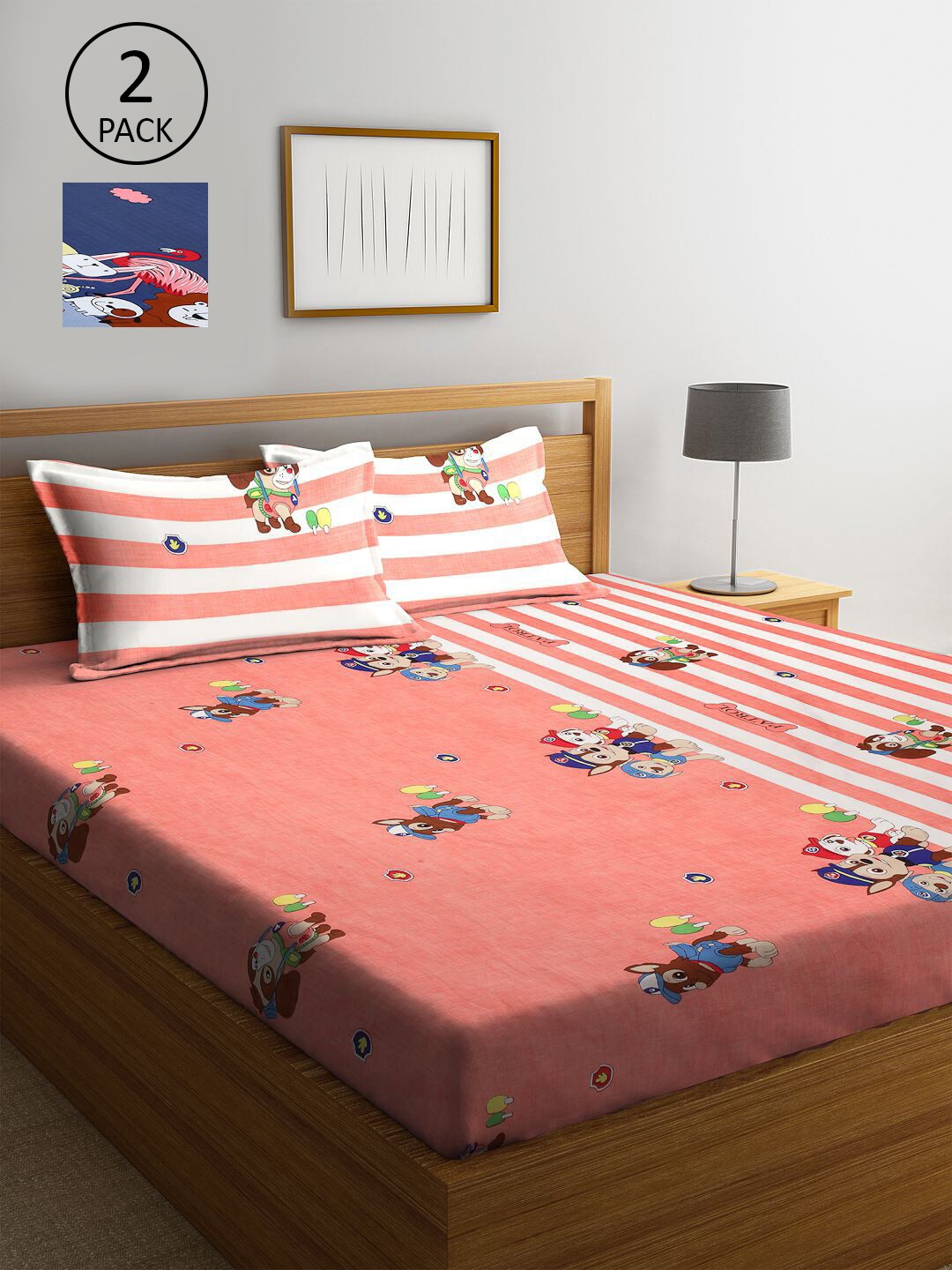 

KLOTTHE Multi Coloured 210 TC Printed 2 King Cotton Bedsheet with 4 Pillow Covers
