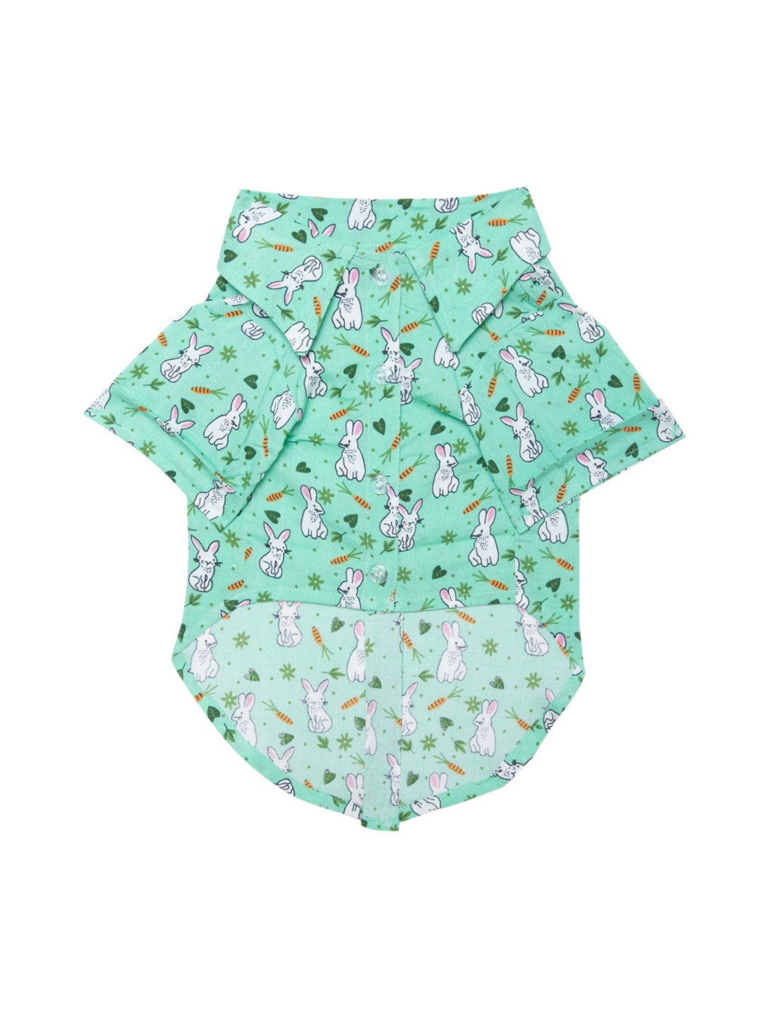 

Lulala Unisex Pista & White Bunny Printed Collar Shirt Pure Cotton Dog Dresses, Green